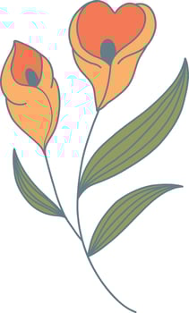 Hand Drawn Floral Botanical Branch. Isolated on White Background. Isolated Element vector