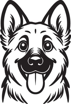 German Shepherd Dog Head Illustration. vector