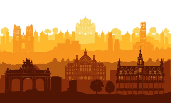 Belgium famous landmark silhouette style vector