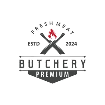 chef knife logo illustration old vintage design for butcher knife brand for restaurant brand and simple butcher knife market vector