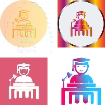 Unique Studying on Desk Icon Design vector