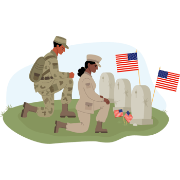 Military black soldier man and woman in front of graves png