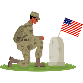 Military black soldier in front of American grave png