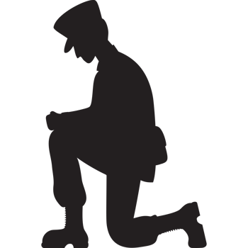 Military soldier on one knee silhouette png