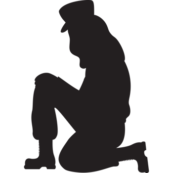 Military soldier woman on one knee silhouette drawing png