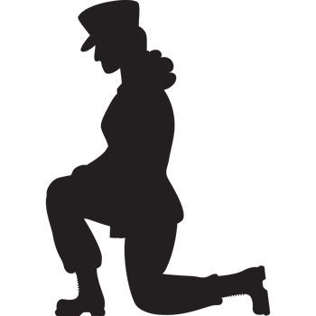 Military soldier woman on one knee silhouette drawing png