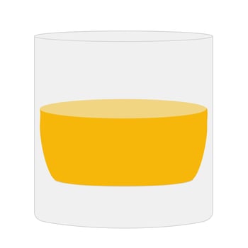 Glass of scotch whiskey and ice on transparent background vector
