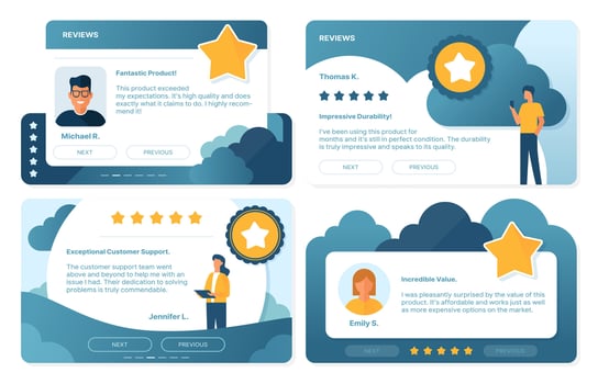 Testimony review templates, customer feedback rate vector