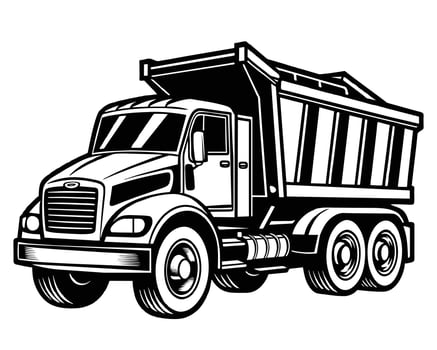 Tipper truck illustration Illustration Black and White vector