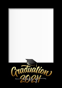 Class of 2024, Graduation photo frame, certificate template vector