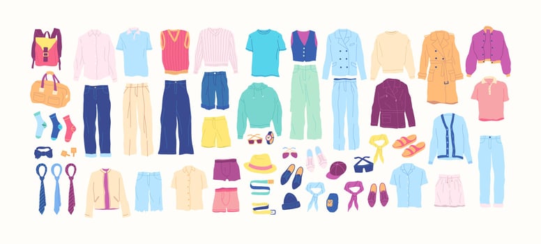 Cartoon Clothes Male Different Types Set vector