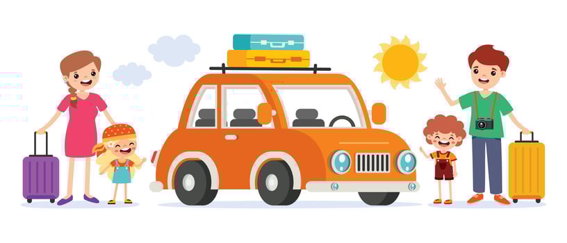 Cartoon Drawing Of A Family Travelling vector