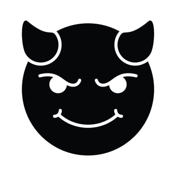 Scary devil with horns, customizable emoji icon in trendy style vector