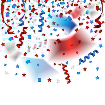Beautiful confetti and party ribbons for independence day of USA vector