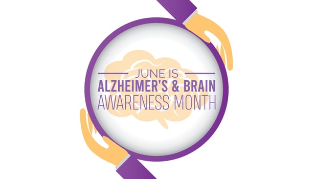 Alzheimer's and brain awareness month observed every year in June. Template for background, banner, card, poster with text inscription. vector