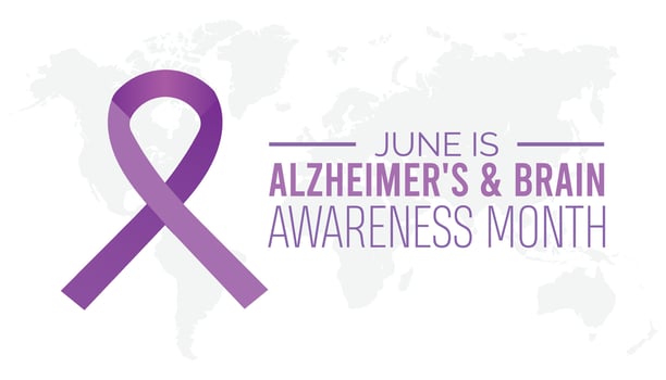Alzheimer's and brain awareness month observed every year in June. Template for background, banner, card, poster with text inscription. vector