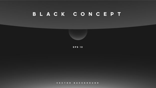 Minimalist black background with a heavenly body and light glow. Dark wallpaper design for banner, science or art exhibition, poster, placard, brochure, presentation, etc. vector