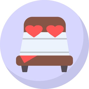 Double Bed Flat Bubble Icon vector