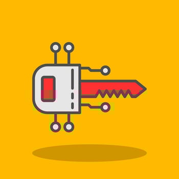 Digital Key Filled Shadow Icon vector