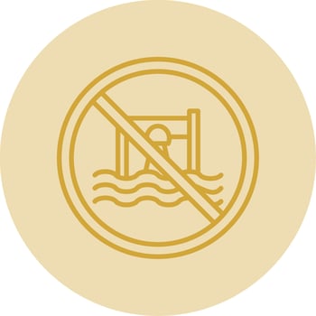 Prohibited Sign Line Yellow Circle Icon vector