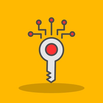 Digital Key Filled Shadow Icon vector