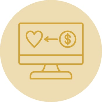 OnLine Yellow Circle Donation Line Yellow Circle Icon vector