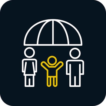 Family Health Insurance Line Red Circle Icon vector