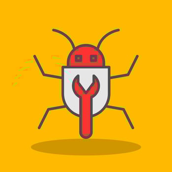 Bug Fixing Filled Shadow Icon vector