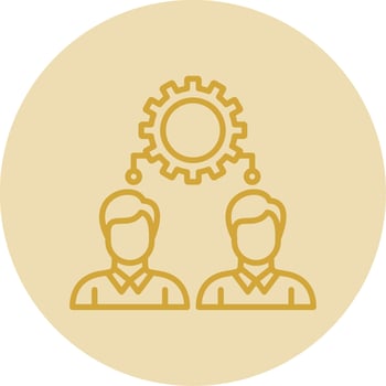 Workforce Line Yellow Circle Icon vector