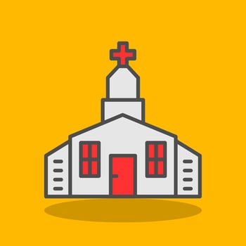 Church Filled Shadow Icon vector