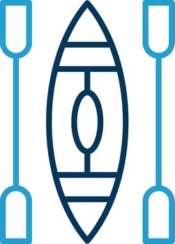 Canoe Line Blue Two Color Icon vector