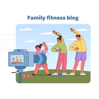 Family fitness blog concept. illustration vector