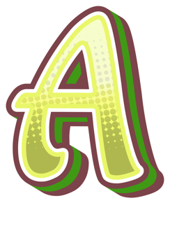 Vintage Comic Alphabet Letter and Number png