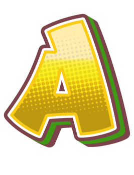 Vintage Comic Alphabet Letter and Number png