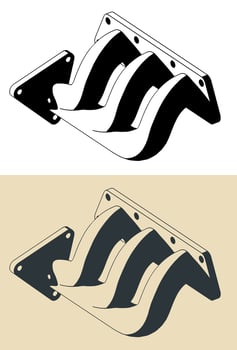 Exhaust manifold illustrations vector