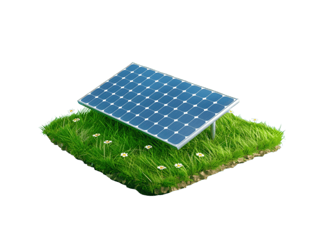 solar panels on grass, isometric 3d illustration png