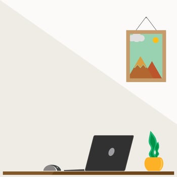 Laptop on table wall art basic illustration template vector