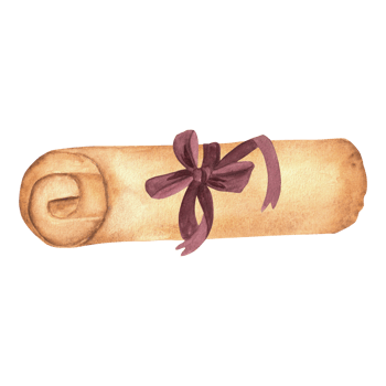 Yellowed old parchment. Vintage aged paper scroll tired with a ribbon with a bow. Paper with faded texture. Hand-drawn watercolor illustration. For postcards, scrapbooking, textile and printing design png