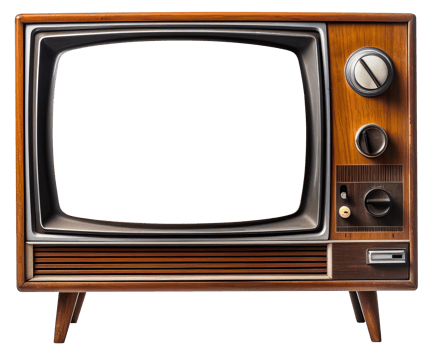 Realistic retro TV on legs with a transparent screen. Transparent isolated background png