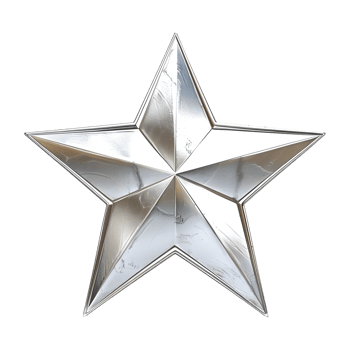 Silver 3D Star on Transparent background png