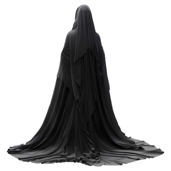 Halloween Horror Person Standing in Black Cloth on Transparent background png