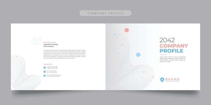 Creative corporate modern bi fold landscape company profile and brochure template annual report or book cover design. vector