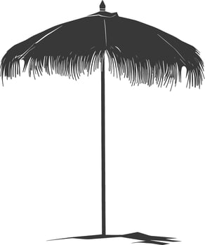 silhouette umbrella beach full black color only vector