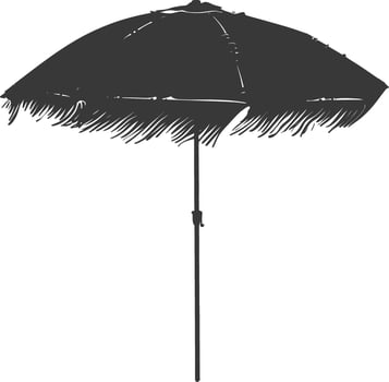 silhouette umbrella beach full black color only vector
