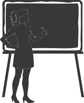 silhouette women school teacher teaching in front of class vector