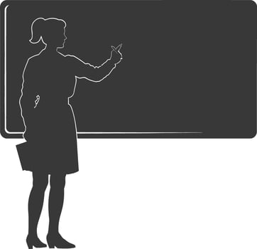 silhouette women school teacher teaching in front of class vector