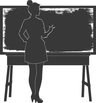silhouette women school teacher teaching in front of class vector
