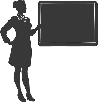 silhouette women school teacher teaching in front of class vector