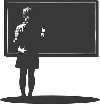 silhouette women school teacher teaching in front of class vector