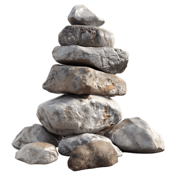 Different Kind of Stones Stack on Transparent background png